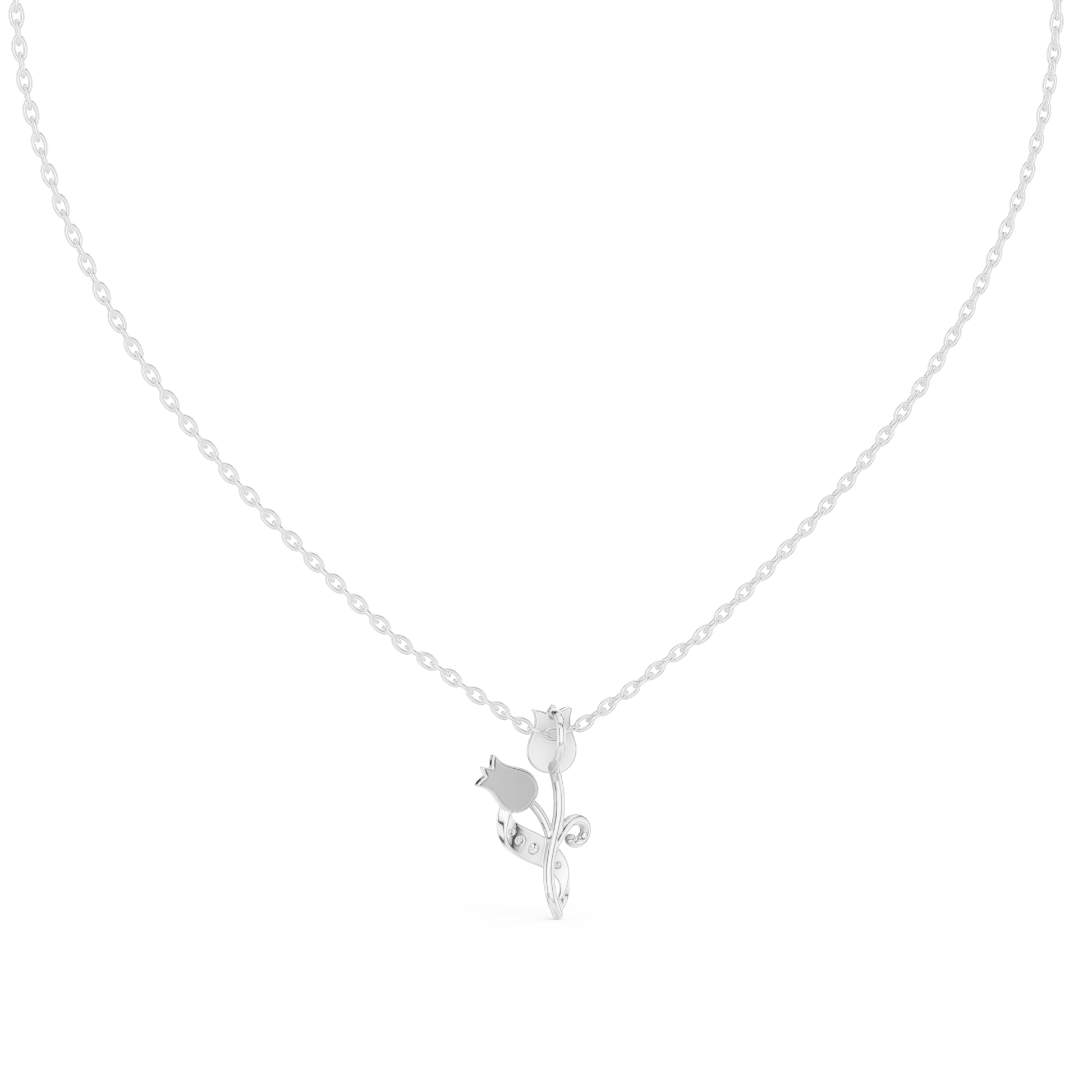 Tulip diamond pendant necklace in white gold

Floral tulip pendant with lab-grown diamonds

Elegant tulip-inspired diamond necklace