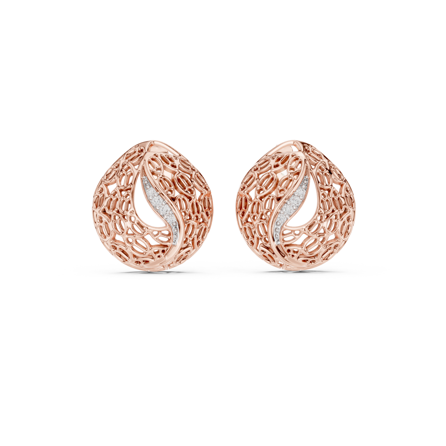 Silver Filigree Teardrop Stud Earrings | Elegant Artisan Design