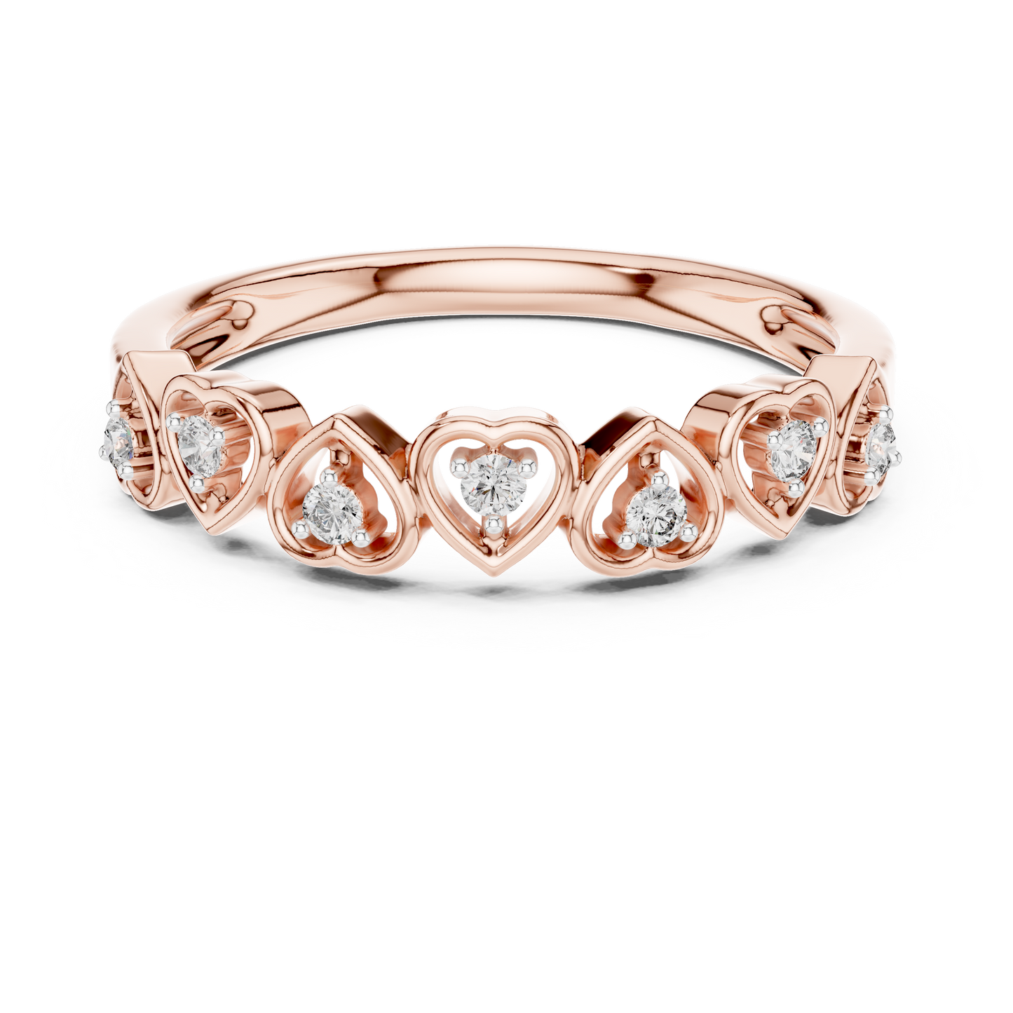 Heart-Cut Lab-Grown Diamond Wedding Band