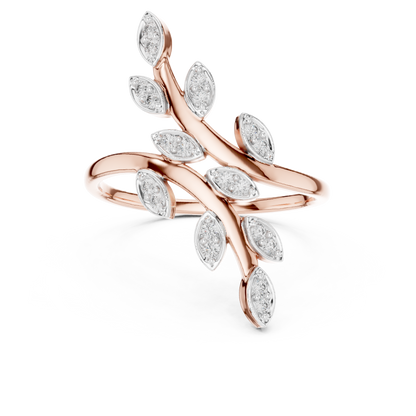 Diamond Leaf Ring | Nature-Inspired Diamond Ring