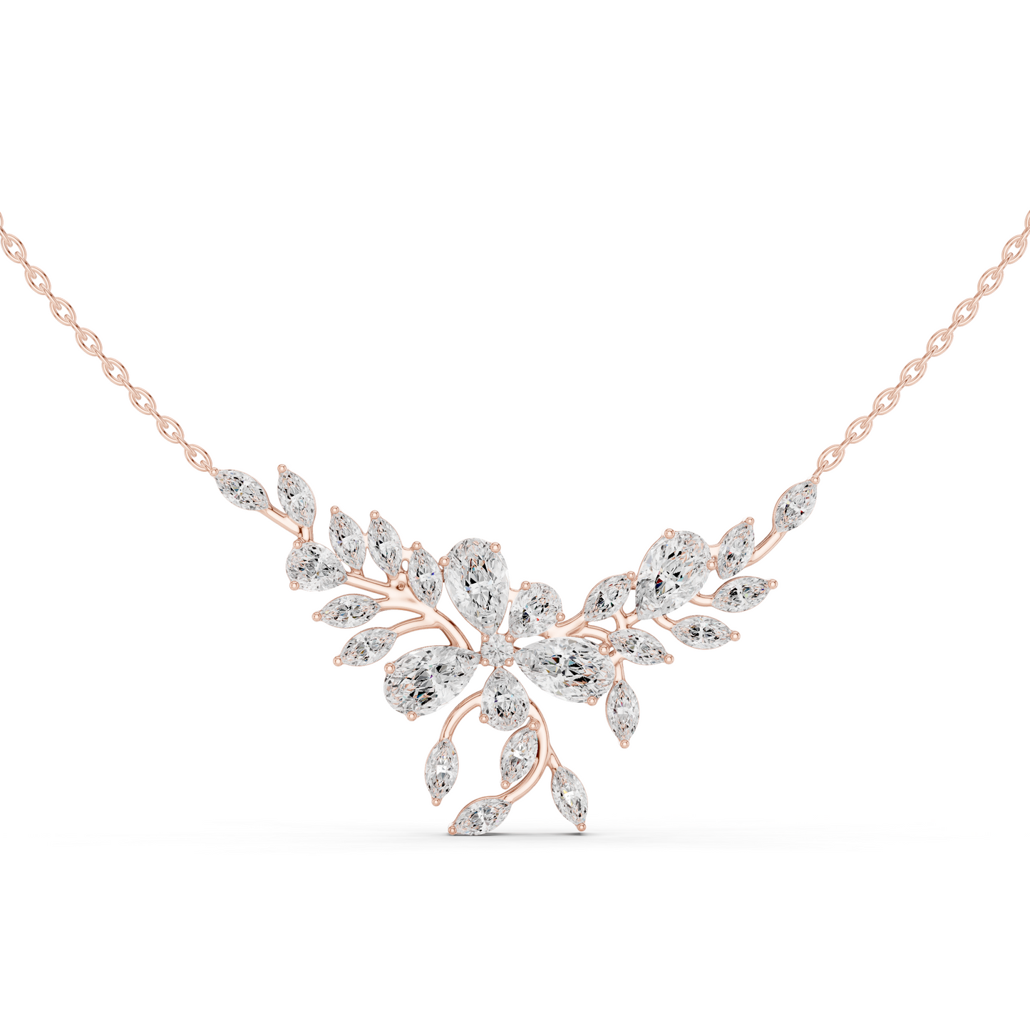 Classy Leaf Diamond Necklace | Nature-Inspired Elegance