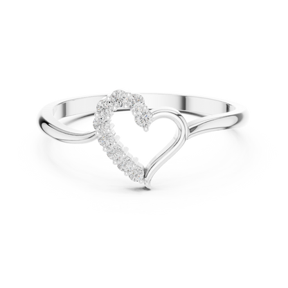 Diamond heart ring featuring a pavé-set heart-shaped design on a polished band