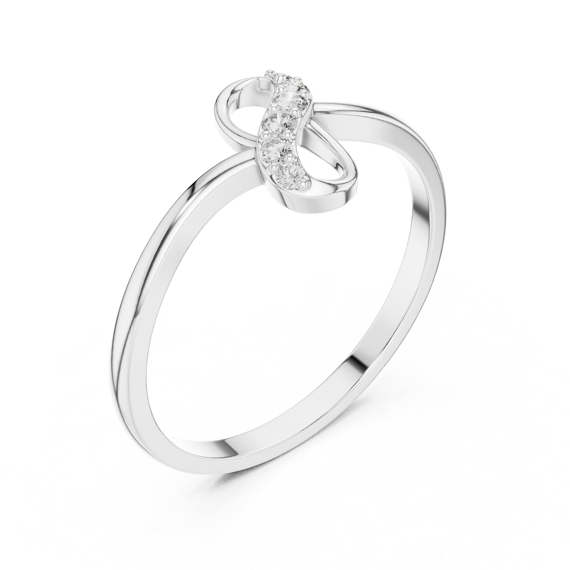 Infinity heart shaped band ring featuring a romantic infinity design with sparkling diamonds