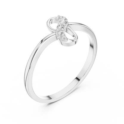 Infinity heart shaped band ring featuring a romantic infinity design with sparkling diamonds
