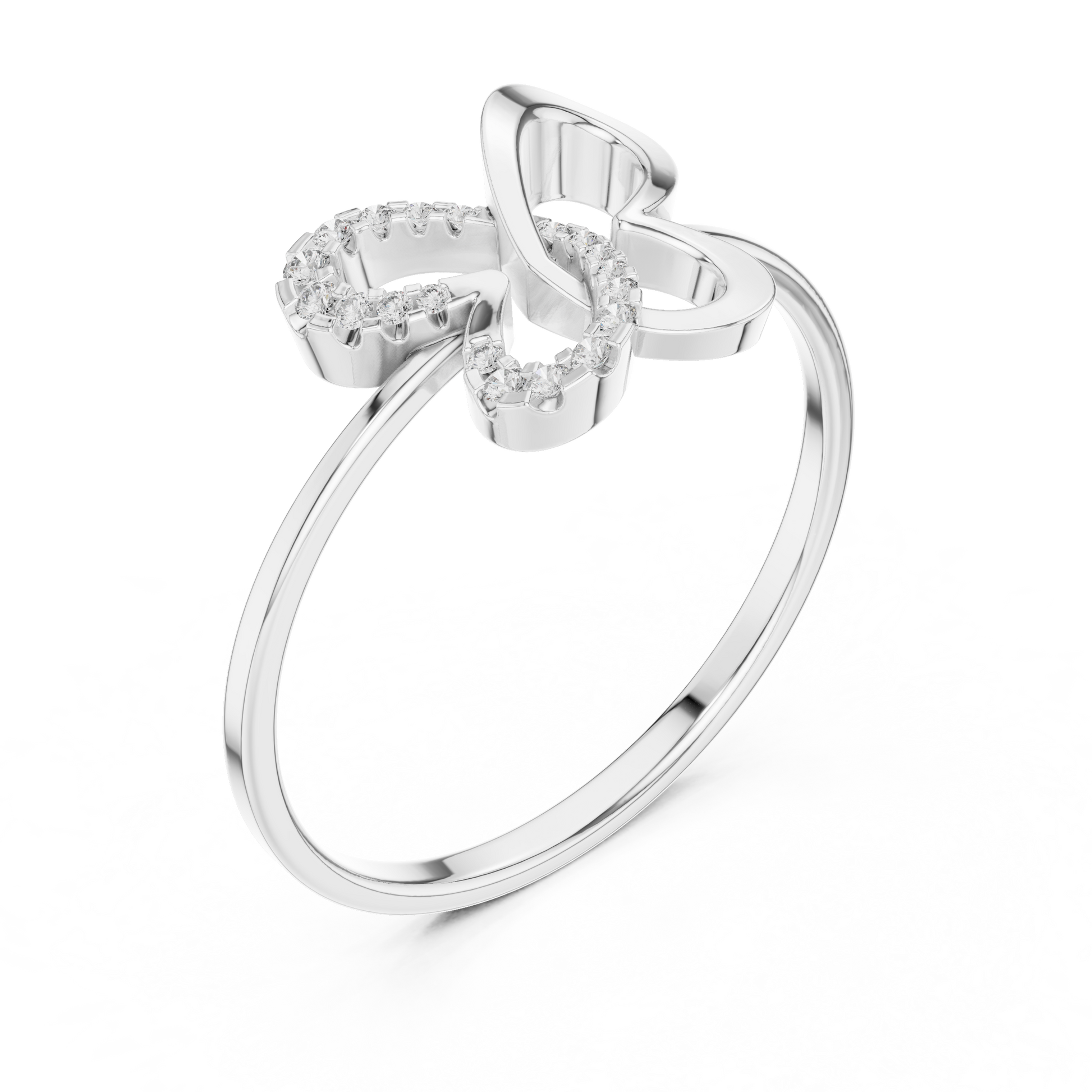 Butterfly ring featuring pavé-set diamonds in a delicate nature-inspired design