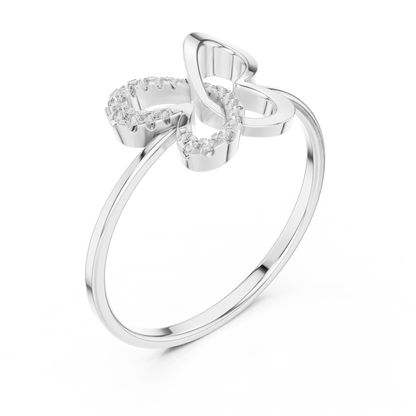 Butterfly ring featuring pavé-set diamonds in a delicate nature-inspired design