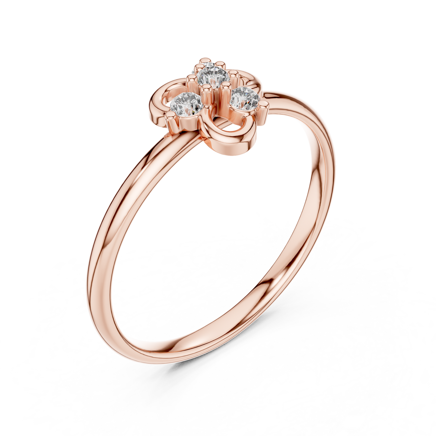 Dainty Minimalist Floral Clover Leaf Ring | Cluster Halo Elegance