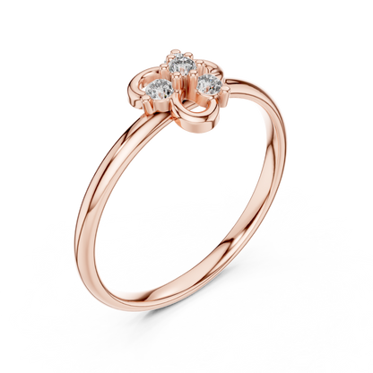 Dainty Minimalist Floral Clover Leaf Ring | Cluster Halo Elegance