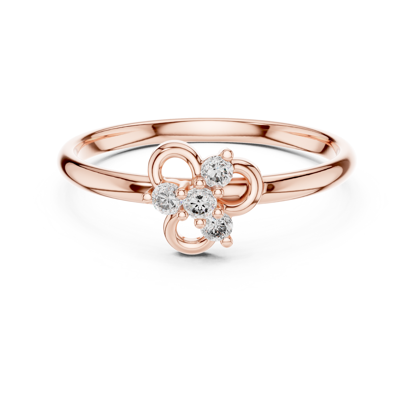 Dainty Minimalist Floral Clover Leaf Ring | Cluster Halo Elegance
