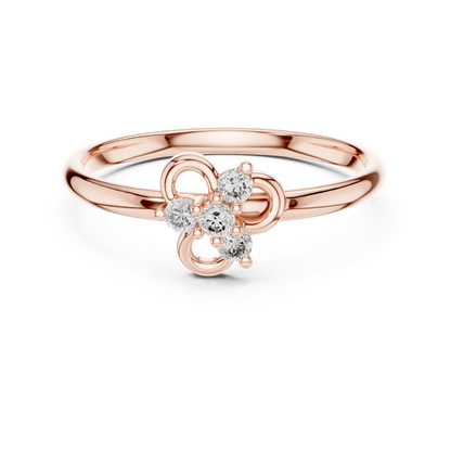 Dainty Minimalist Floral Clover Leaf Ring | Cluster Halo Elegance