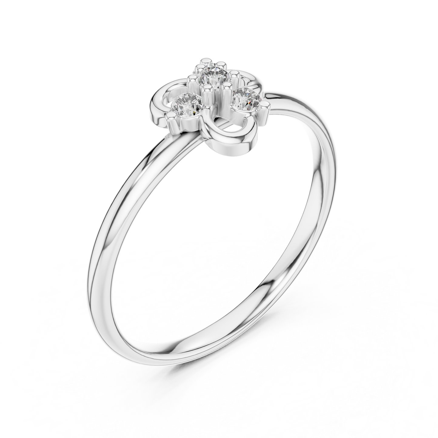 Dainty Minimalist Floral Clover Leaf Ring | Cluster Halo Elegance