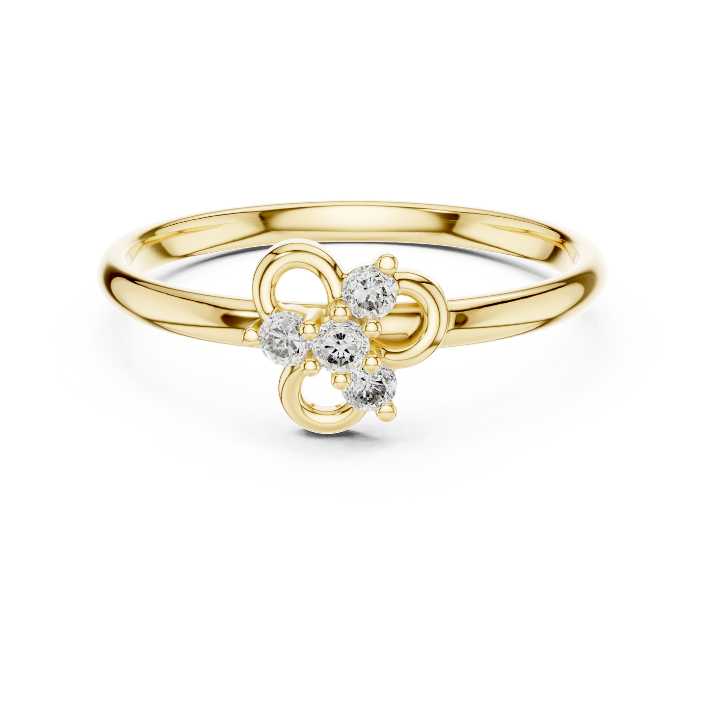 Dainty Minimalist Floral Clover Leaf Ring | Cluster Halo Elegance