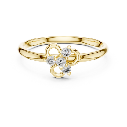 Dainty Minimalist Floral Clover Leaf Ring | Cluster Halo Elegance