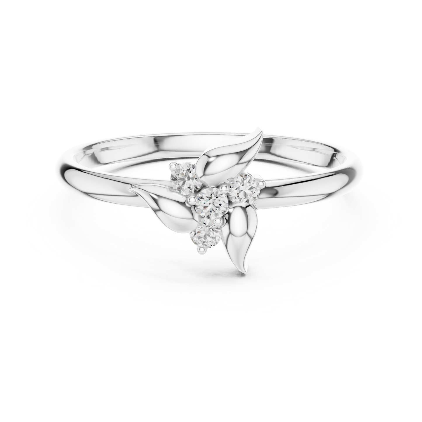 Vighnaharta flower ring featuring a delicate floral design with sparkling diamonds for women and girls