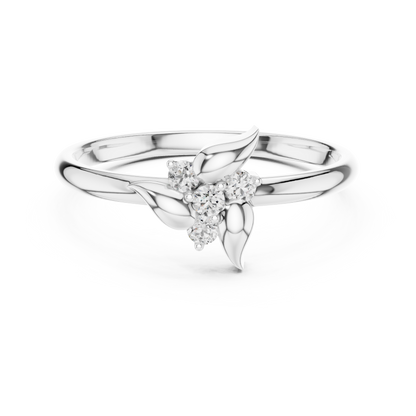 Vighnaharta flower ring featuring a delicate floral design with sparkling diamonds for women and girls