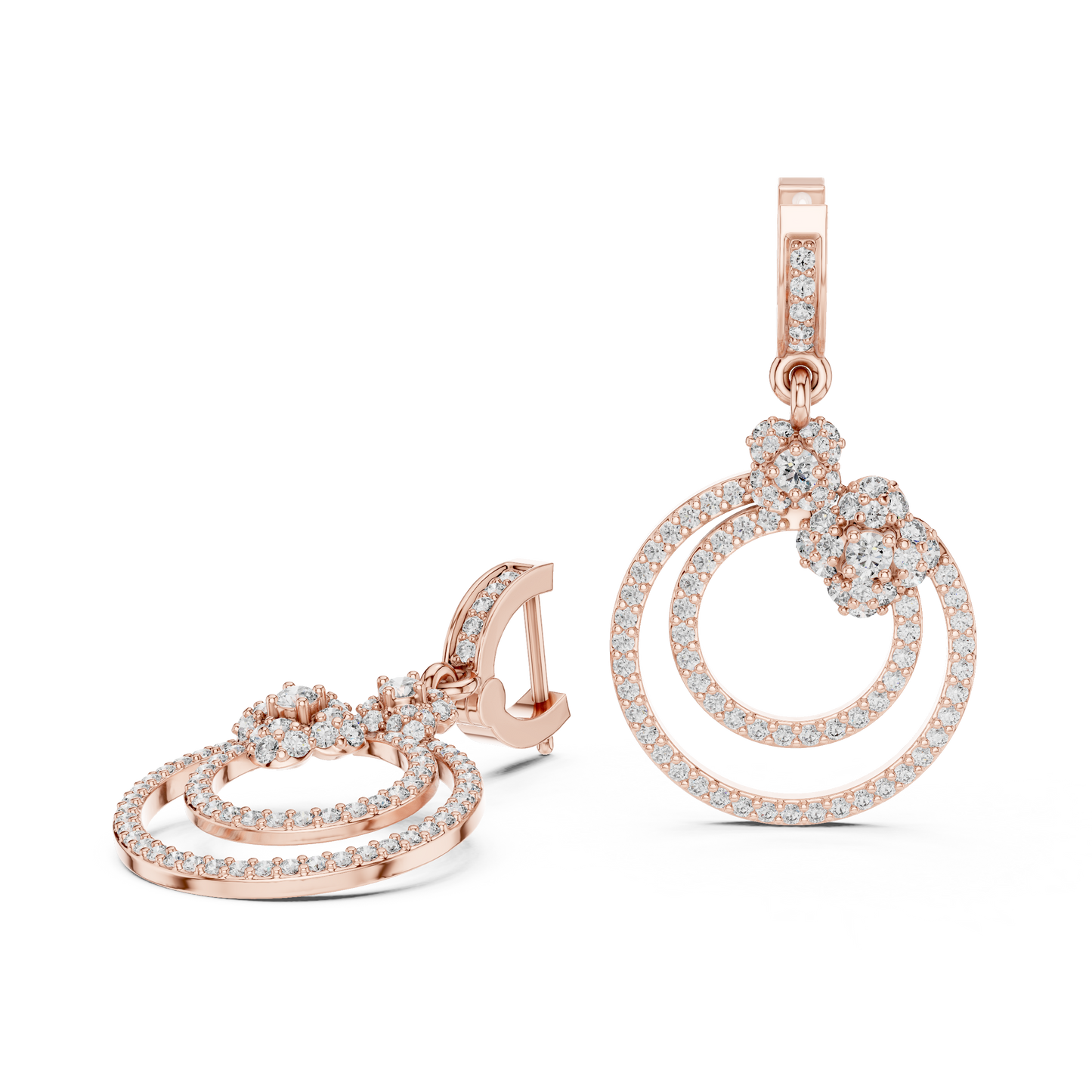 Interlocking Double-Circle Drop Earrings |Germanium Silver 935, 14K & 18K Gold