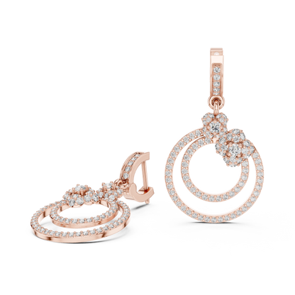 Interlocking Double-Circle Drop Earrings |Germanium Silver 935, 14K & 18K Gold