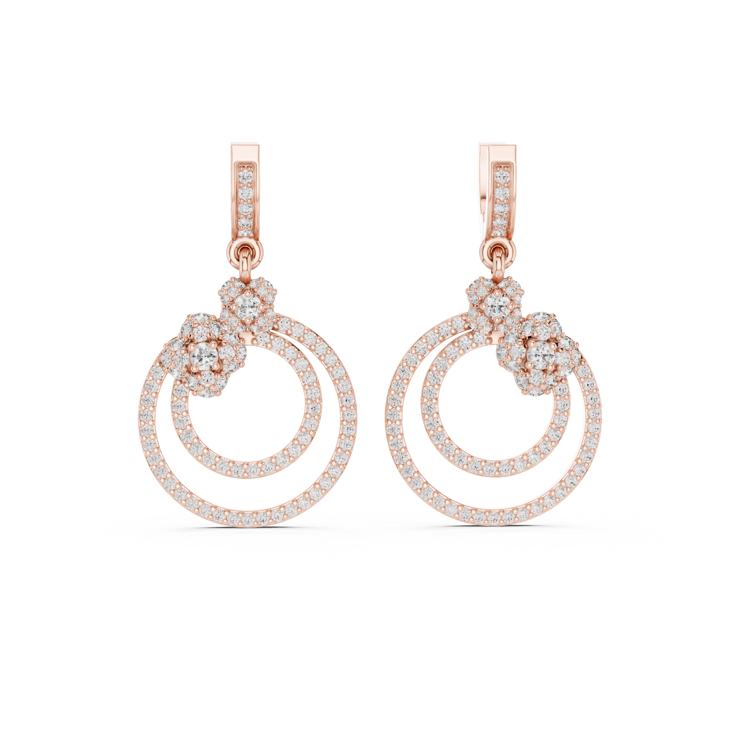Interlocking Double-Circle Drop Earrings |Germanium Silver 935, 14K & 18K Gold