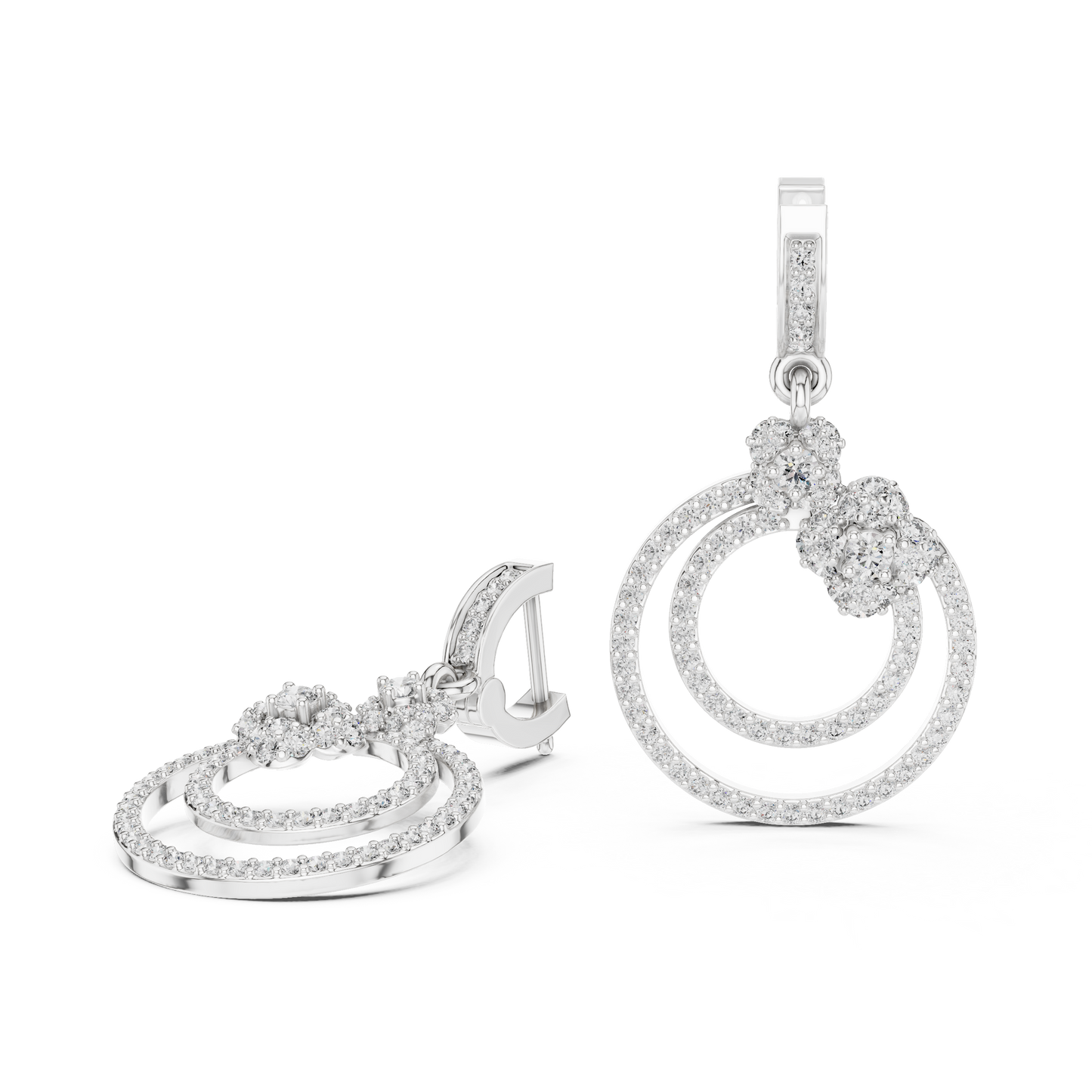 Interlocking Double-Circle Drop Earrings |Germanium Silver 935, 14K & 18K Gold