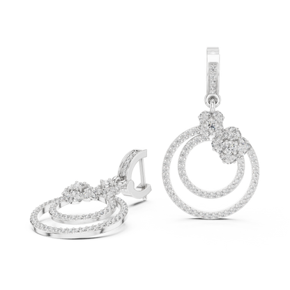 Interlocking Double-Circle Drop Earrings |Germanium Silver 935, 14K & 18K Gold