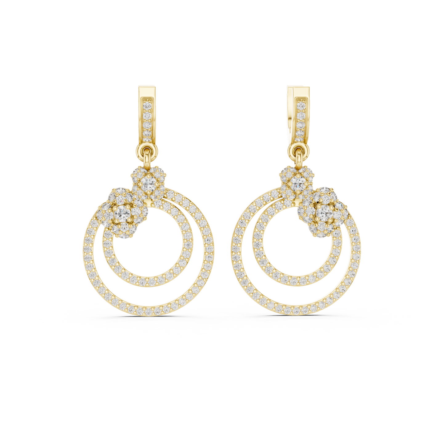 Interlocking Double-Circle Drop Earrings |Germanium Silver 935, 14K & 18K Gold