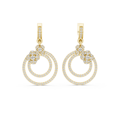 Interlocking Double-Circle Drop Earrings |Germanium Silver 935, 14K & 18K Gold