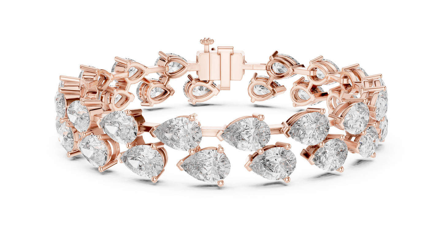 Pear-Cut Diamond Cocktail Bracelet | Two-Row Statement Luxury
