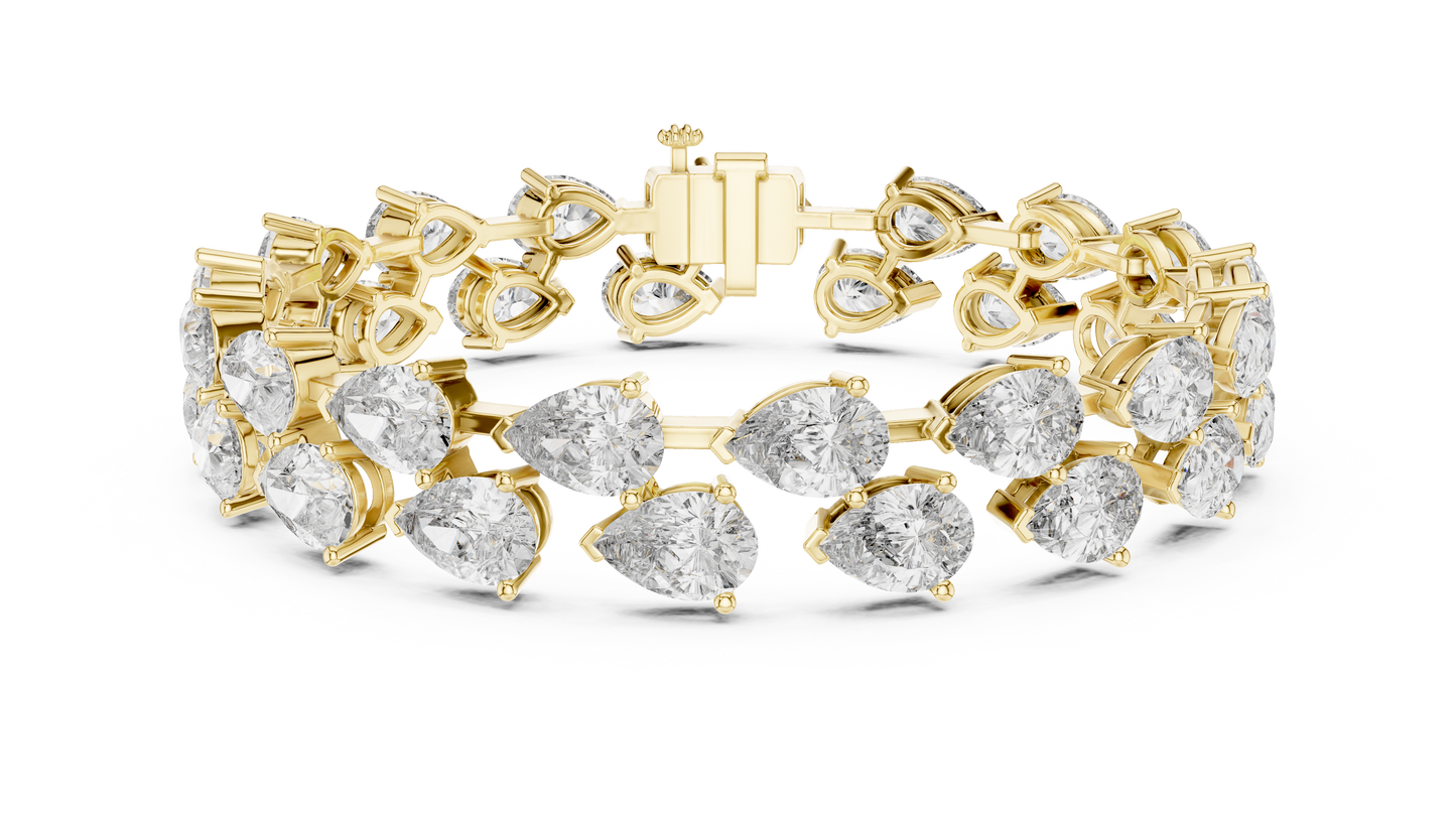 Pear-Cut Diamond Cocktail Bracelet | Two-Row Statement Luxury