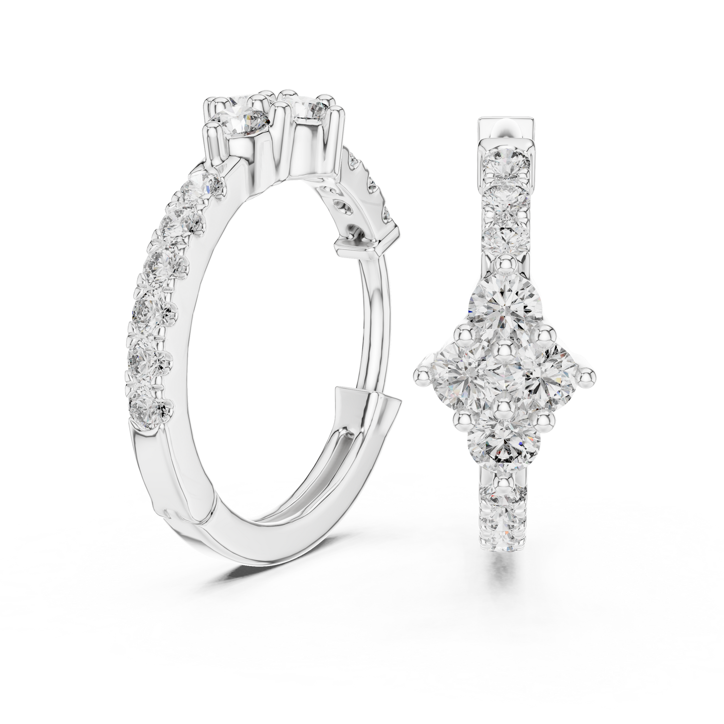 Diamond Cluster Hoop Earrings | Timeless Sparkle Hoops