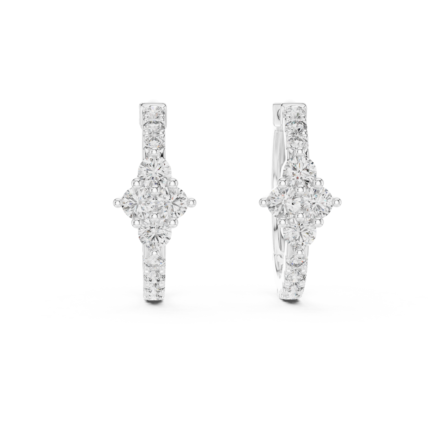 Diamond Cluster Hoop Earrings | Timeless Sparkle Hoops