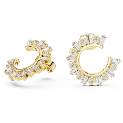 C-Shaped Hoop Earrings with Mixed Fancy-Cut Diamonds | Modern Luxury Hoops