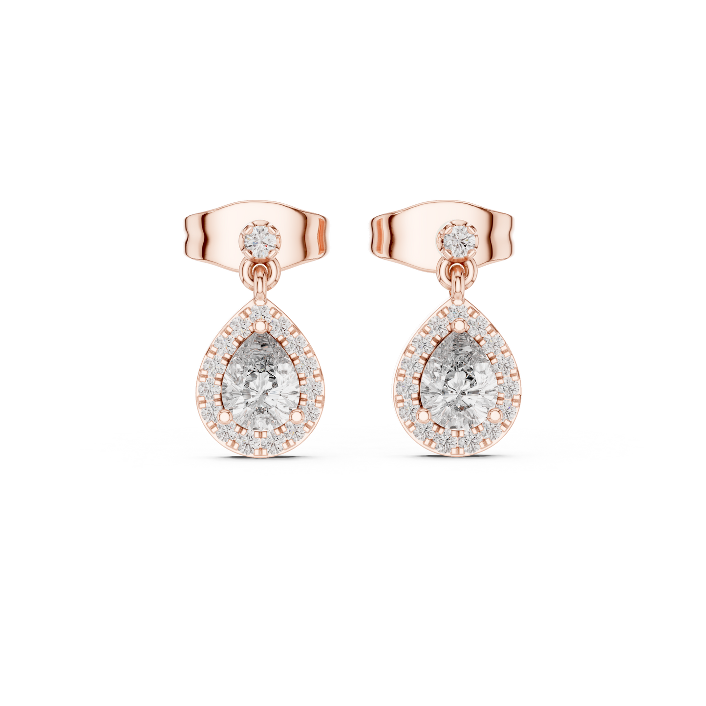 Pear-Shaped Halo Diamond Drop Earrings | Lab-Grown Diamond