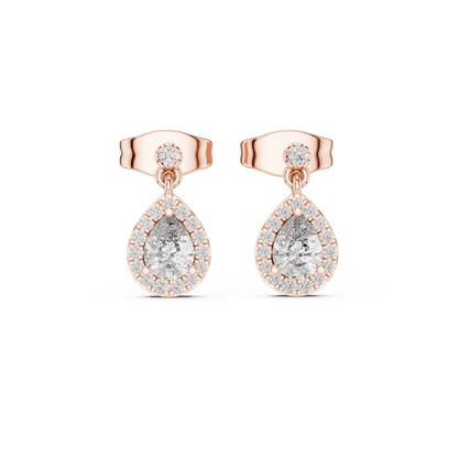 Pear-Shaped Halo Diamond Drop Earrings | Lab-Grown Diamond