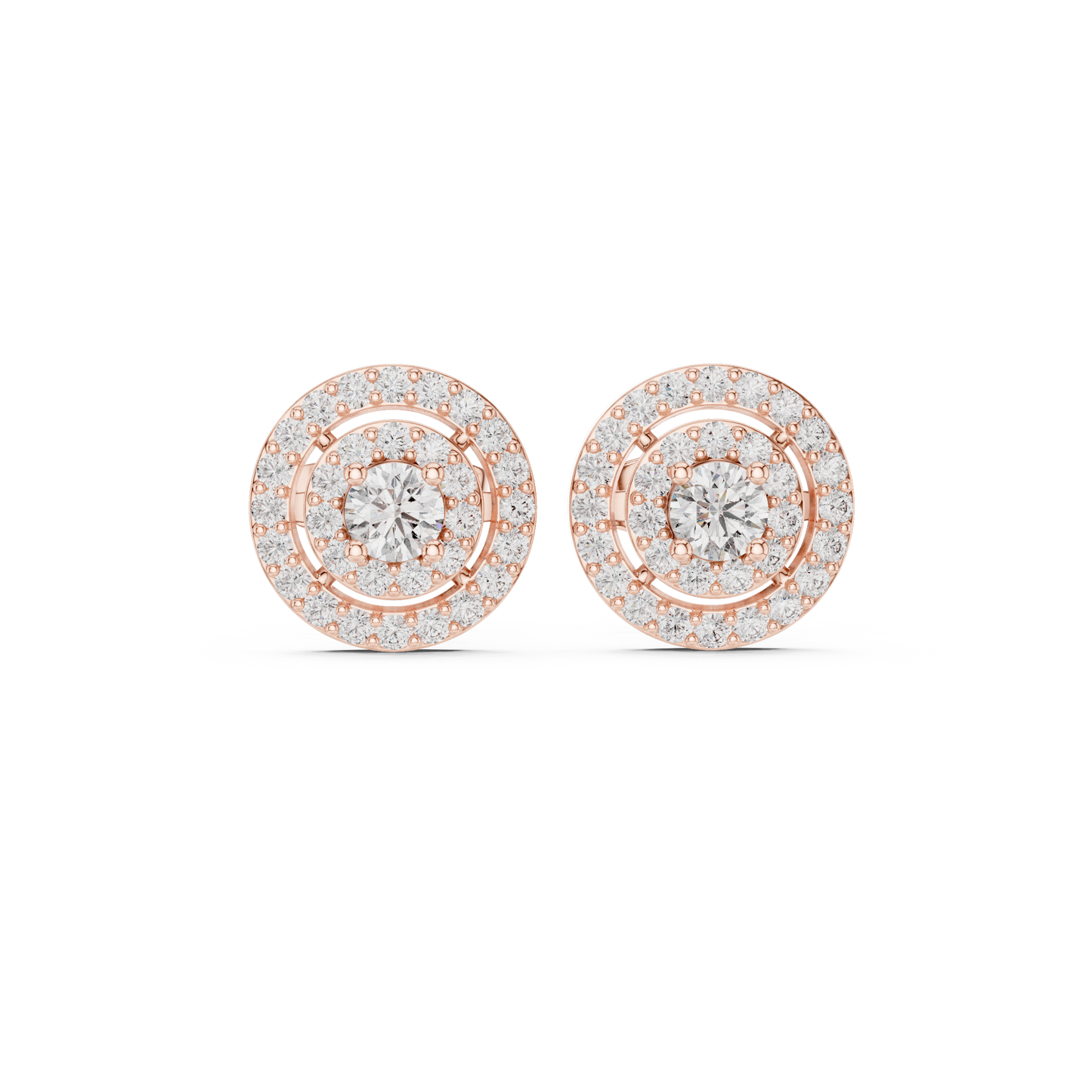 Double Halo Diamond Stud Earrings | Lab-Grown Diamond