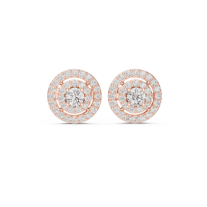 Double Halo Diamond Stud Earrings | Lab-Grown Diamond