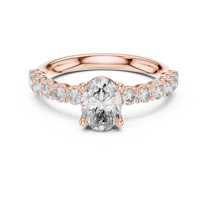 Pavé Diamond Oval Engagement Ring | Timeless Brilliance