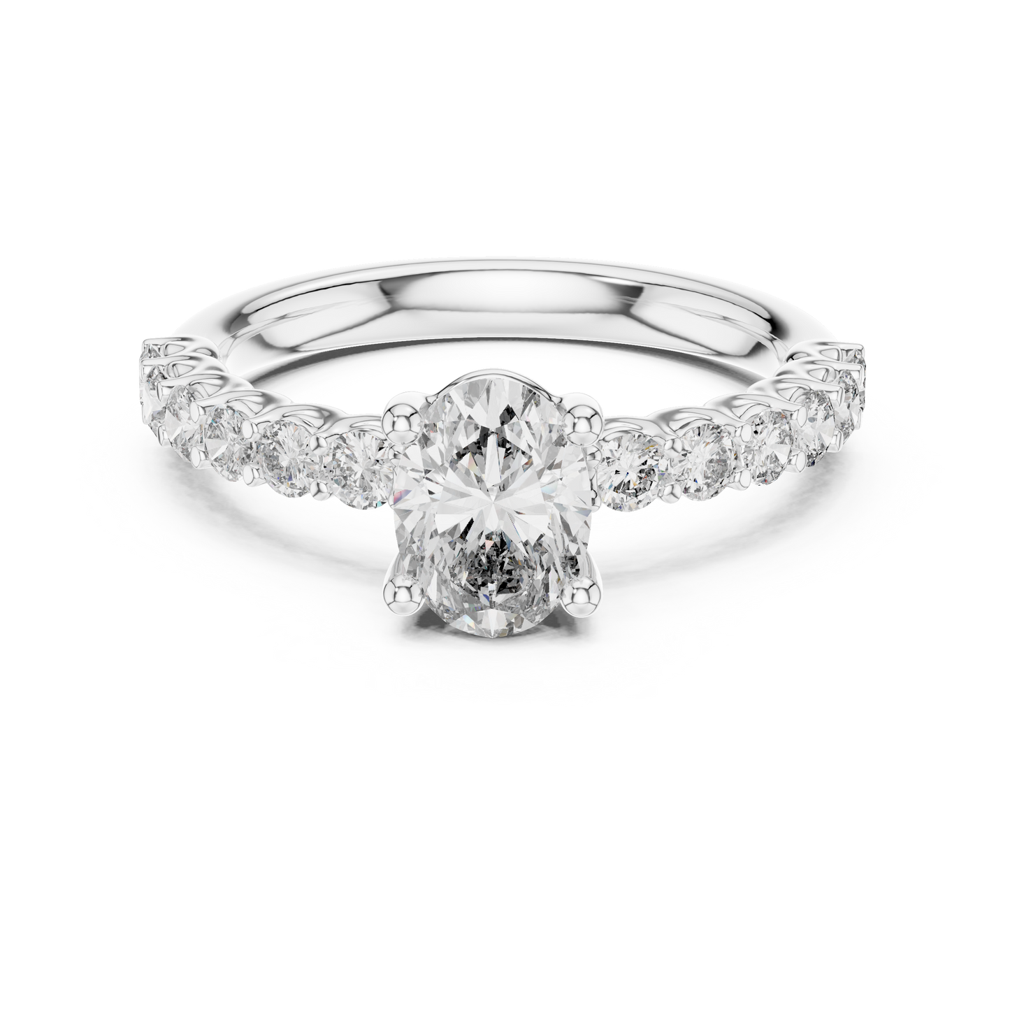 Pavé Diamond Oval Engagement Ring | Timeless Brilliance