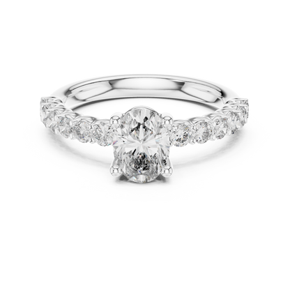 Pavé Diamond Oval Engagement Ring | Timeless Brilliance