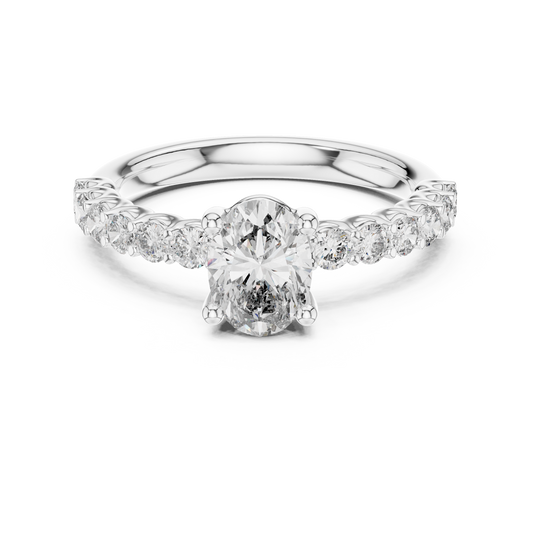 Pavé Diamond Oval Engagement Ring | Timeless Brilliance
