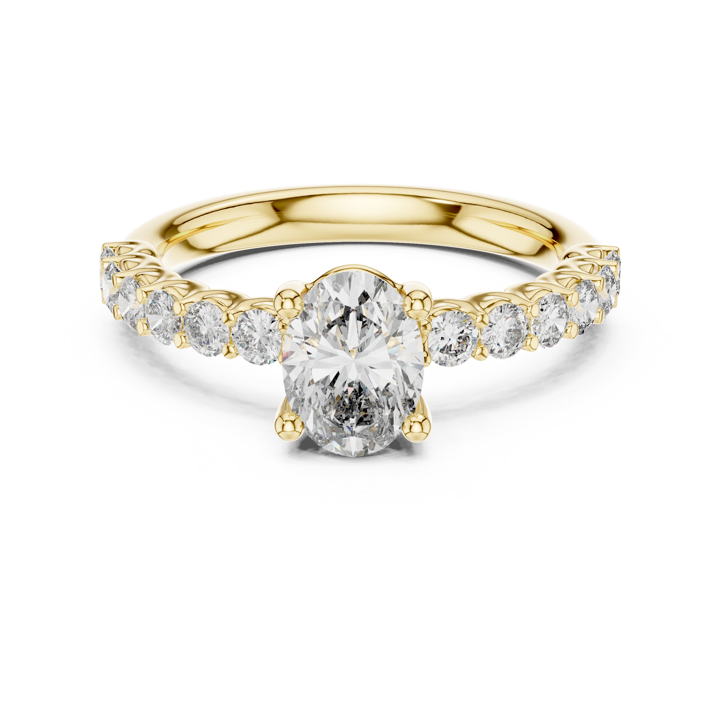 Pavé Diamond Oval Engagement Ring | Timeless Brilliance