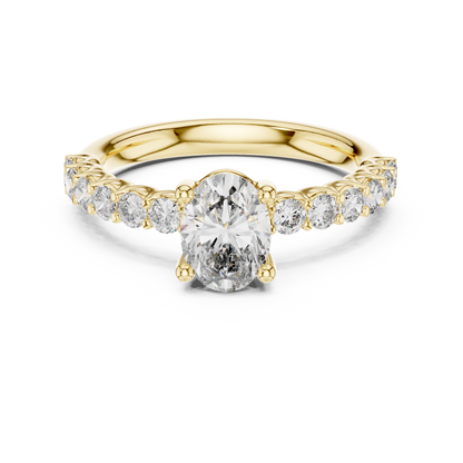 Pavé Diamond Oval Engagement Ring | Timeless Brilliance