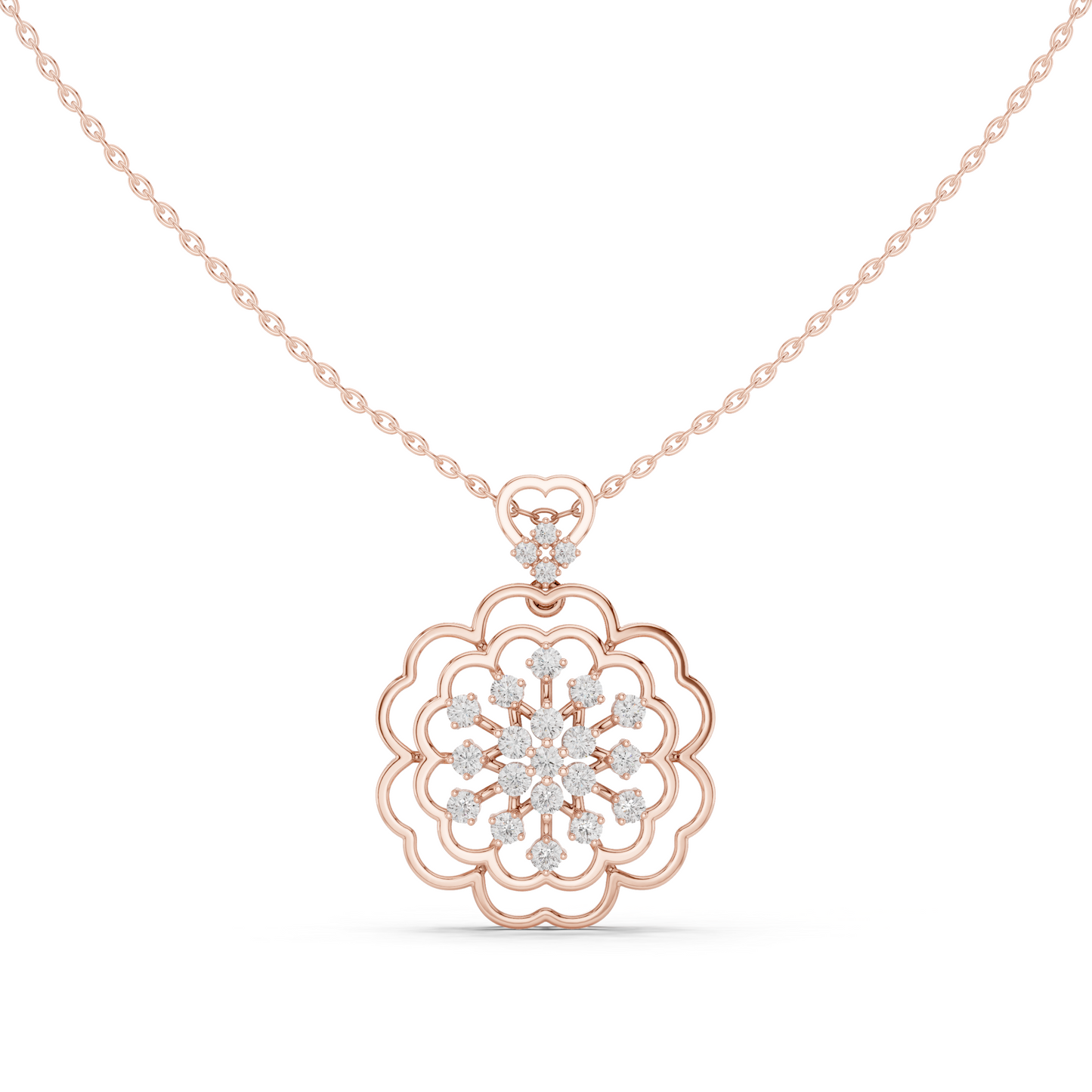 Floral Diamond Pendant Necklace