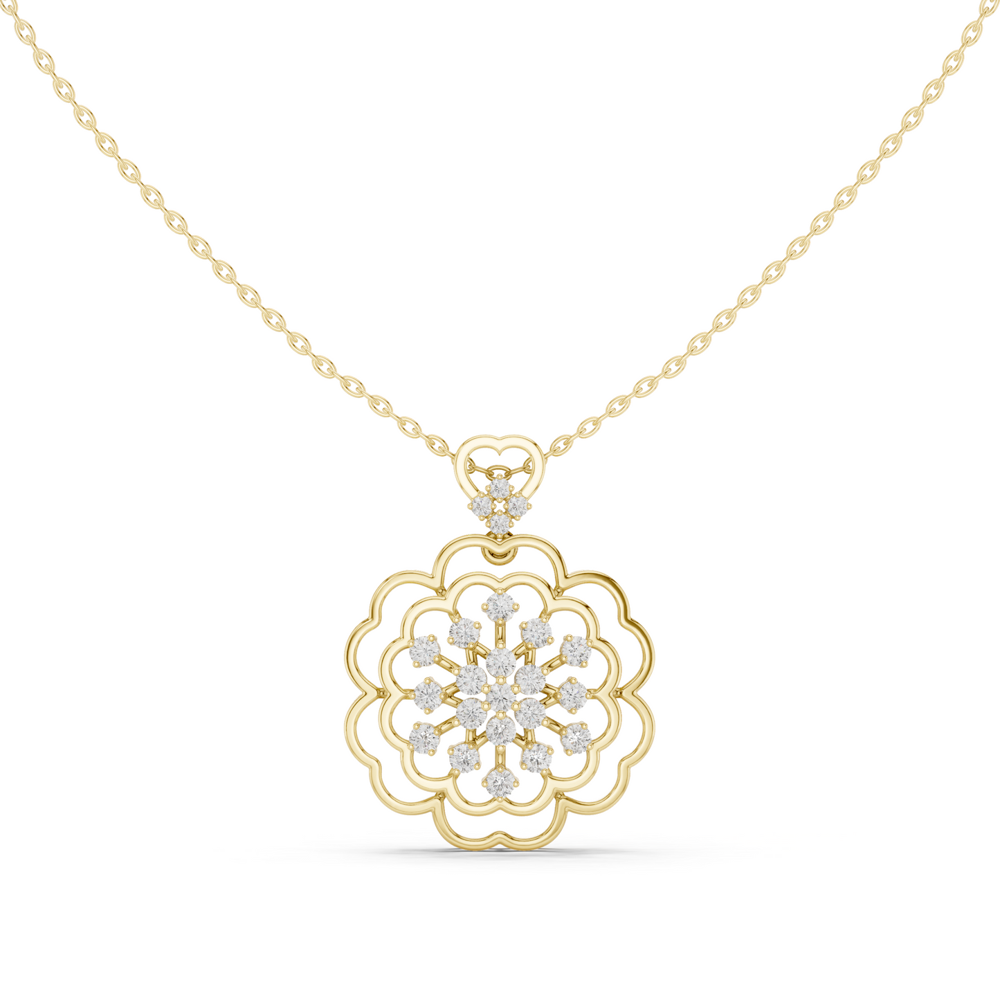 Floral Diamond Pendant Necklace
