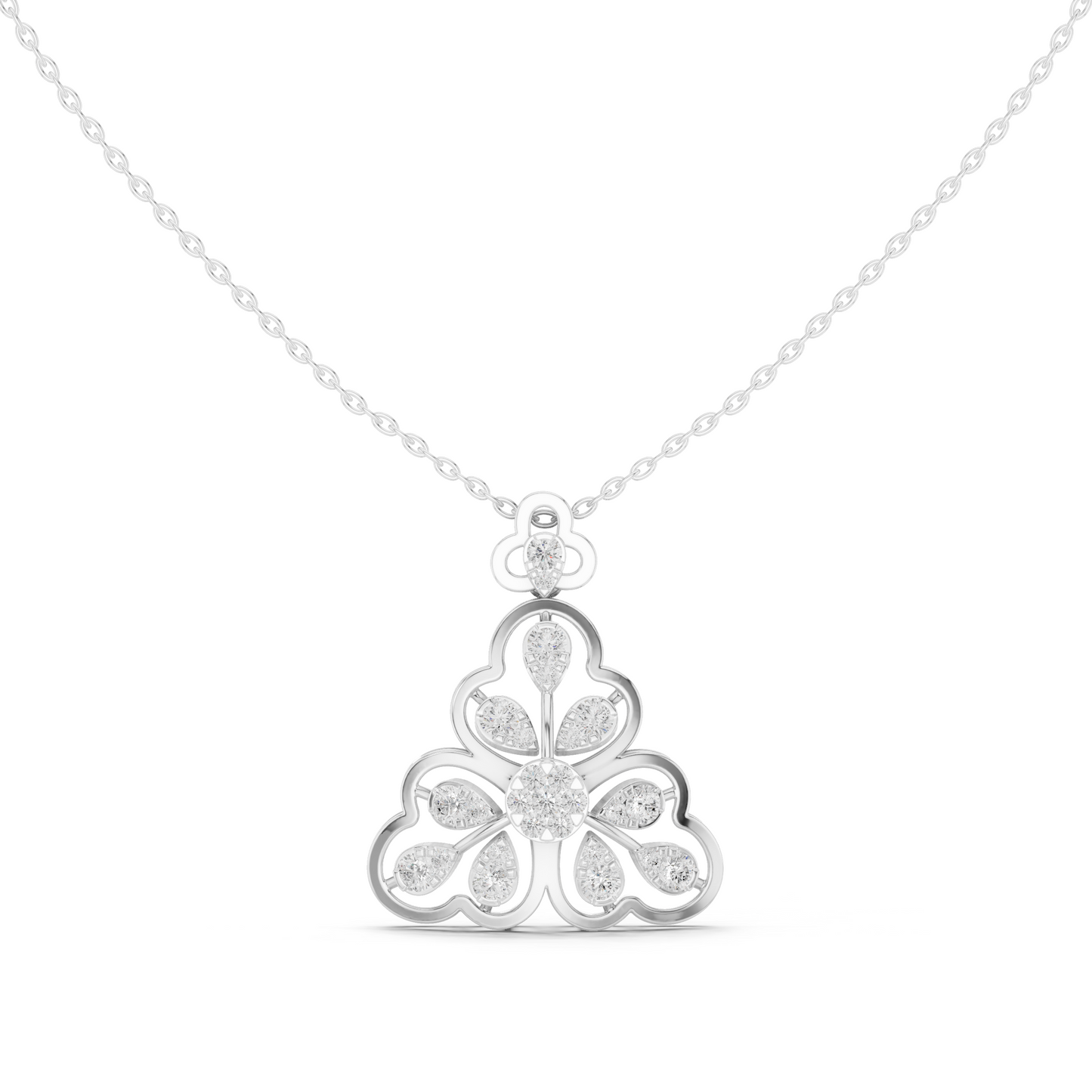 Floral pendant necklace in white gold

Elegant flower-inspired pendant necklace for women

Nature-inspired floral jewelry necklace