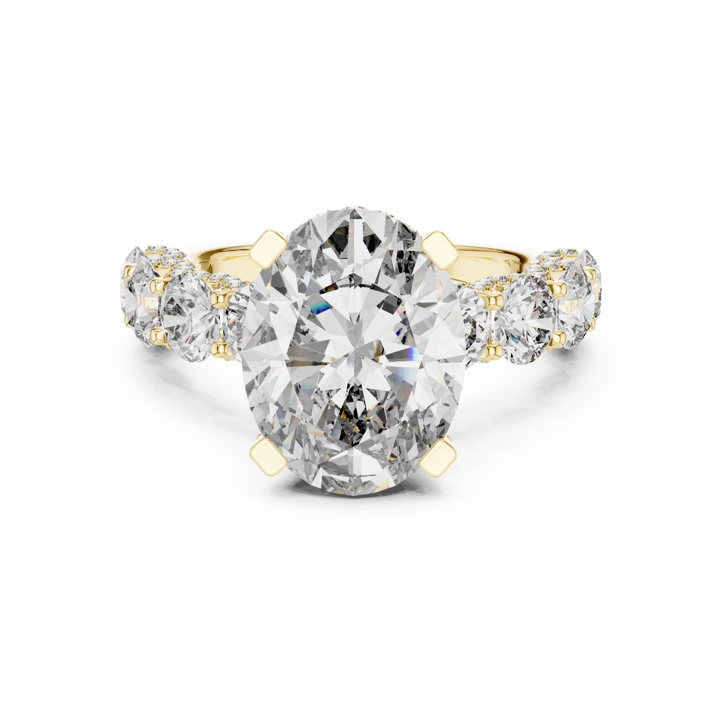 Oval-Cut Diamond Engagement Ring with Pavé Accents | Lab-Grown Diamond