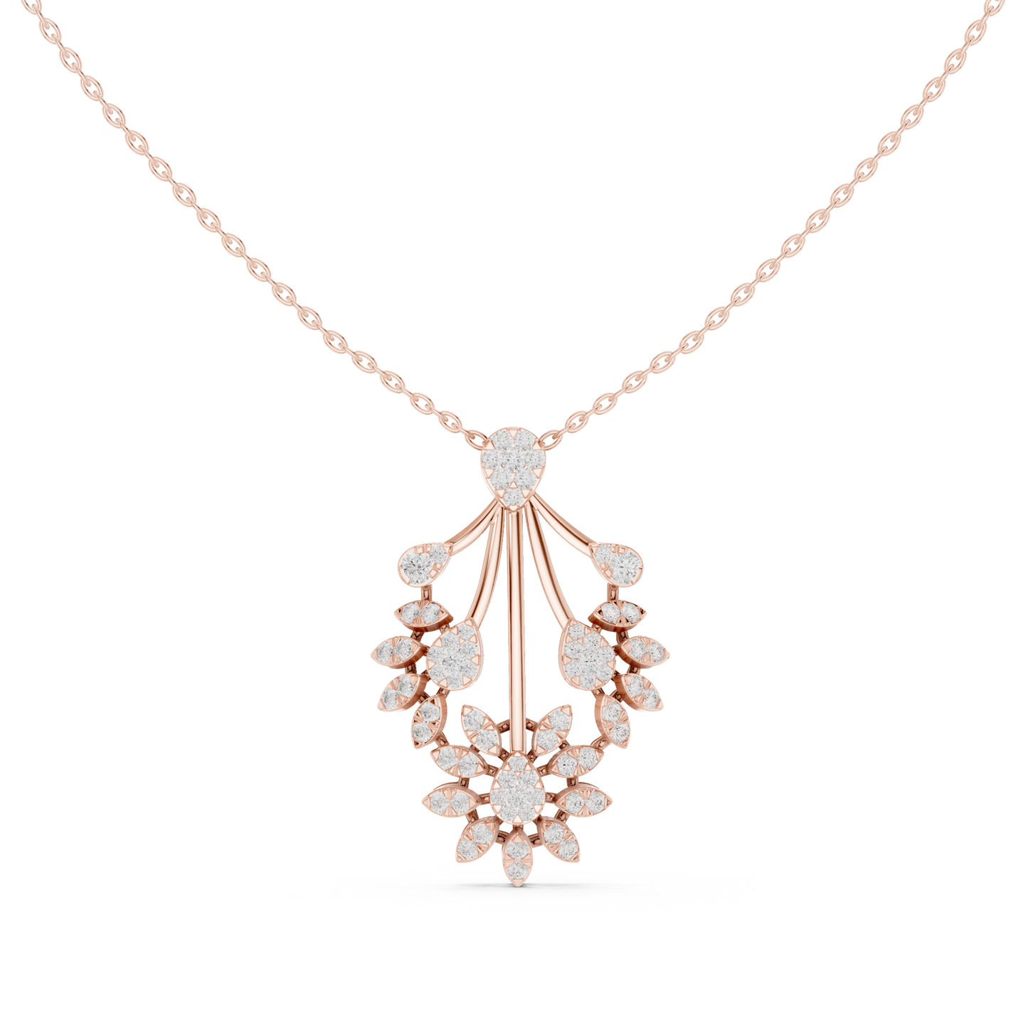 Diamond Floral Pendant Necklace | Lab-Grown Diamond