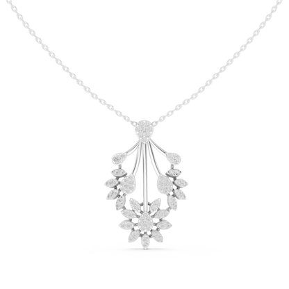 Diamond floral pendant necklace in white gold

Lab-grown diamond flower pendant for women

Elegant floral diamond necklace with high-polish finish