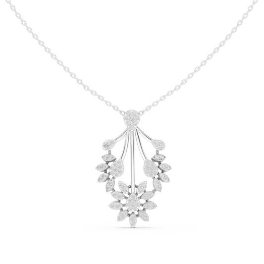 Diamond floral pendant necklace in white gold

Lab-grown diamond flower pendant for women

Elegant floral diamond necklace with high-polish finish
