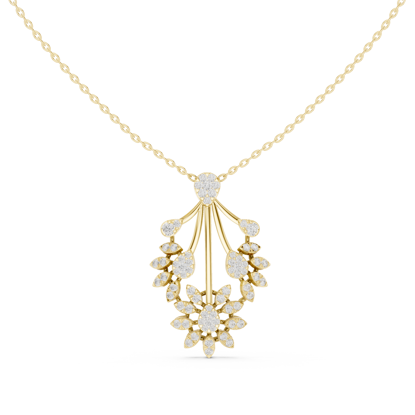 Diamond Floral Pendant Necklace | Lab-Grown Diamond