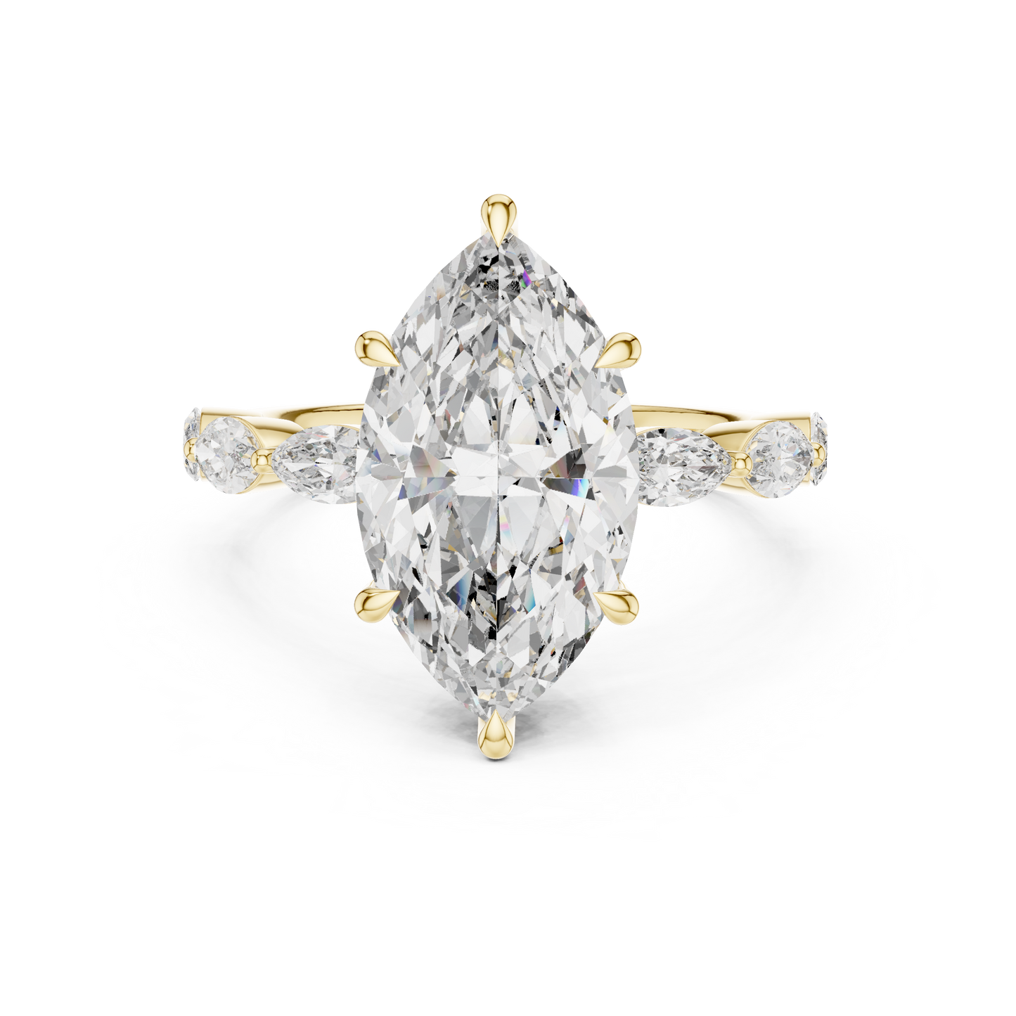 Marquise Dawn Diamond Engagement Ring | Marquise-Cut Center with Round & Marquise Side Stones